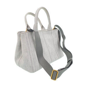 Prada canvas top Gray 2way Canapa handles Tote handbag